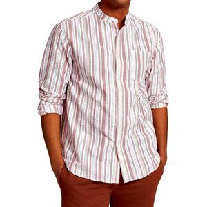 NEW And Now This Button Down Shirt Collared Stripes Small Brown Tan Cotton Blend